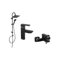 pachet set dus ferro negru mat cu para dus fixa si mobila baterie cada  dus ferro negru mat baterie lavoar ferro negru mat imagen 21_0_
0