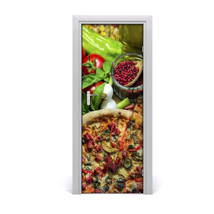 Stickere decorative, Tulup, Autocolante pentru usi, model Pizza, 1, 75 x 205 cm