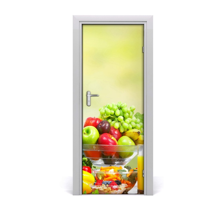 Stickere decorative. Tulup. Autocolante pentru usi. model Legume si fructe. 01. 75 x 205 cm