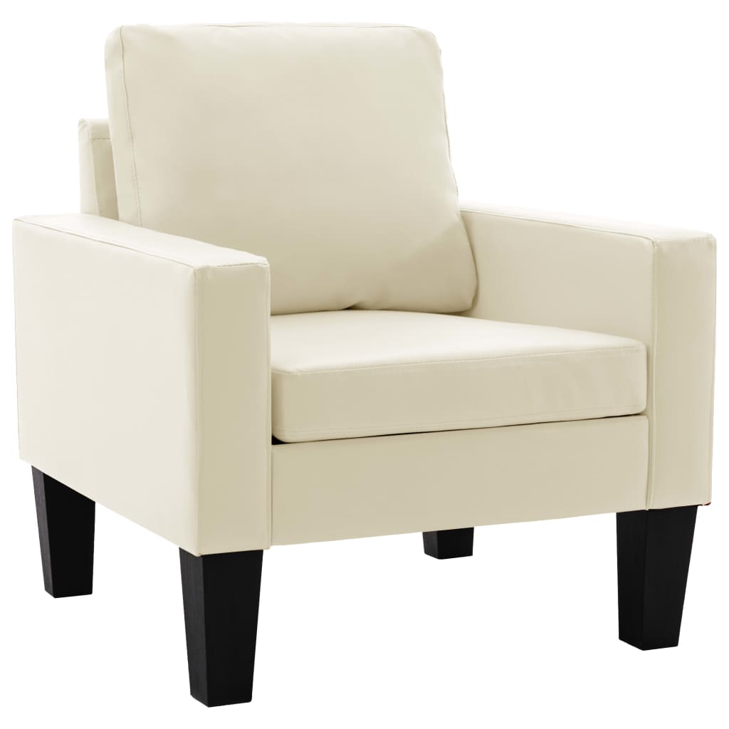 Fotoliu tapitat, vidaXL, Piele artificiala, 77 x 71 x 80 cm, Crem