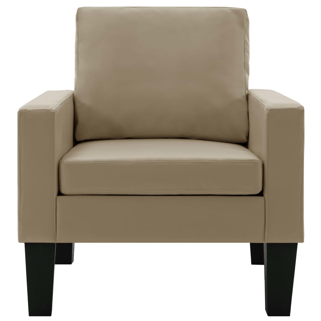 Fotoliu tapitat, vidaXL, Piele artificiala, 77 x 71 x 80 cm, Maro