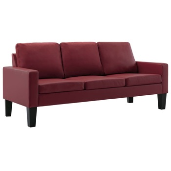 Canapea tapitata cu 3 locuri, vidaXL, Piele artificiala, 184 x 76 x 82.5 cm, Bordo Canapea tapitata cu 3 locuri, vidaXL, Piele artificiala, 184 x 76 x 82.5 cm, Bordo