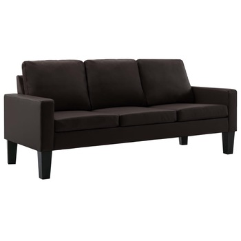 Canapea tapitata cu 3 locuri, vidaXL, Piele artificiala, 184 x 76 x 82.5 cm, Maro Canapea tapitata cu 3 locuri, vidaXL, Piele artificiala, 184 x 76 x 82.5 cm, Maro