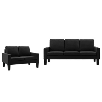 Set de canapea tapitata cu 2 piese, vidaXL, Piele artificiala, 184 x 76 x 82.5 cm, Negru Set de canapea tapitata cu 2 piese, vidaXL, Piele artificiala, 184 x 76 x 82.5 cm, Negru