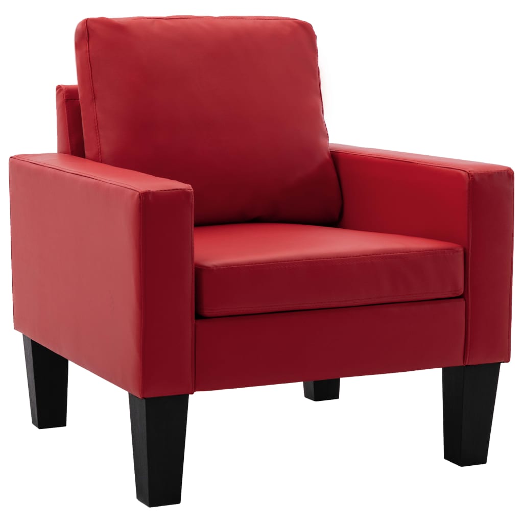 Fotoliu tapitat, vidaXL, Piele artificiala, 77 x 71 x 80 cm, Rosu