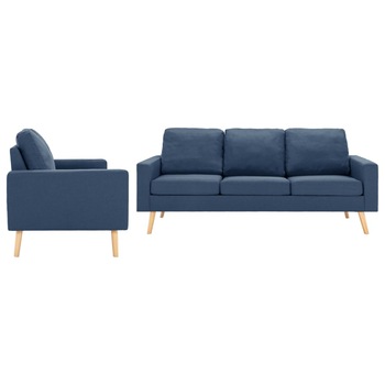 Set de canapea cu fotoliu tapitata, vidaXL, Tesatura, 184 x 76 x 82.5 cm, Albastru Set de canapea cu fotoliu tapitata, vidaXL, Tesatura, 184 x 76 x 82.5 cm, Albastru