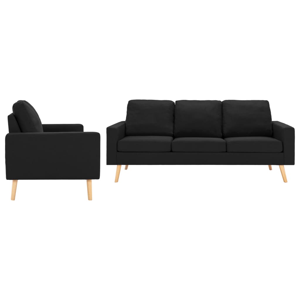 Set de canapea cu fotoliu tapitata, vidaXL, Tesatura, 184 x 76 x 82.5 cm, Negru