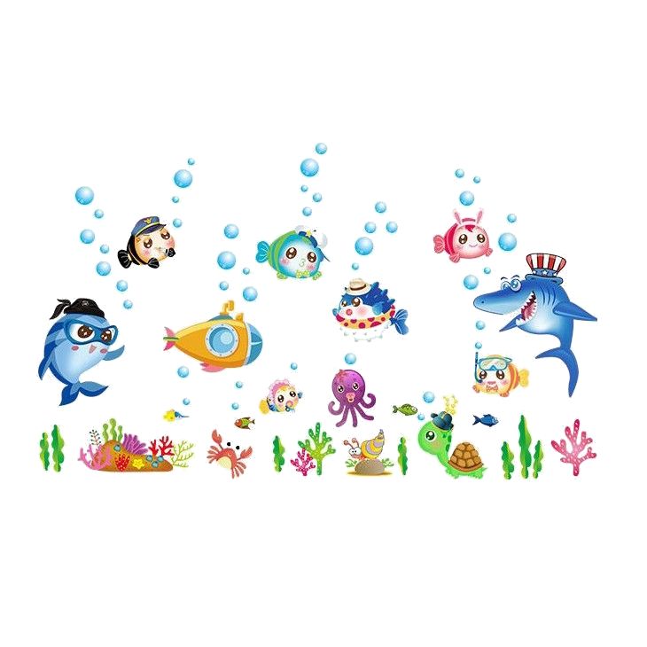 Sticker autocolant de perete Sea World, 50x70 cm, multicolor