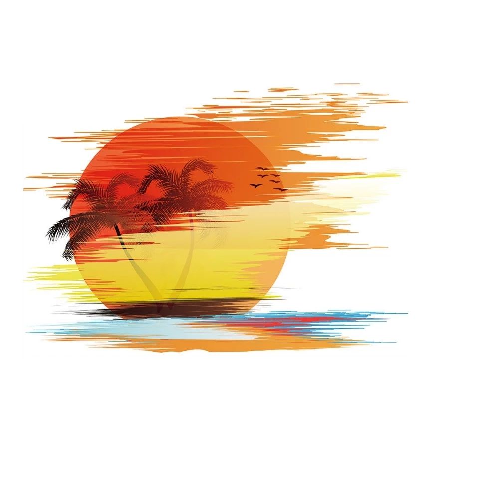 Sticker autocolant Apus de soare Tropical, 50x70 cm, multicolor