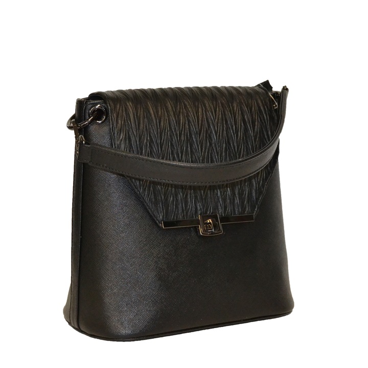 Zea női táska, virágminta, 26x14x27 cm, fekete