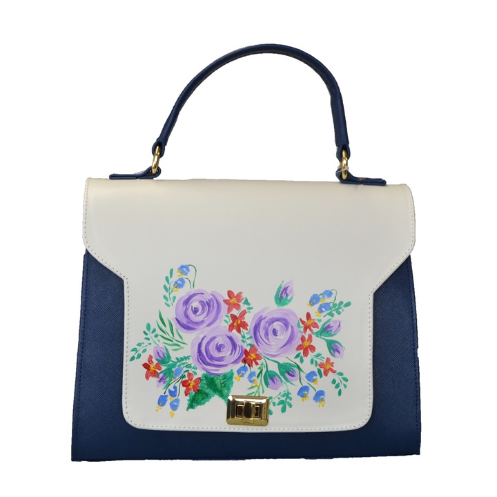 Zea Női táska, Kézzel festett, 30 x 12 x 21, Kék