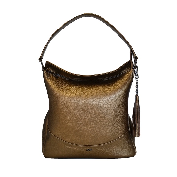 Geanta dama,Zea,bronz metalizat,30x12x30