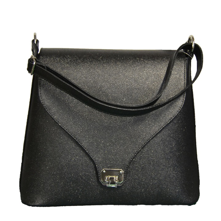 Zea Női táska, gyöngyház fényes fekete, 27x14x27