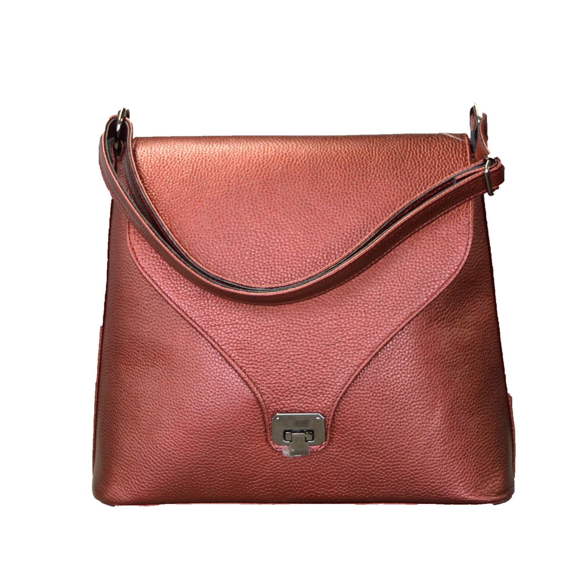 Geanta dama,Zea,bordo metalizat,27x14x27