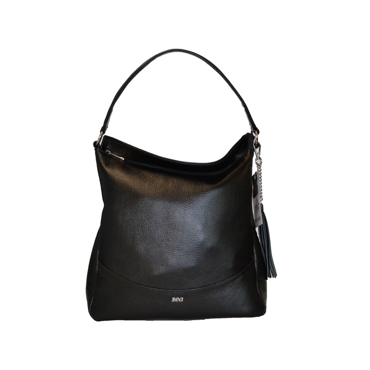 Geanta dama,Zea,negru metalizat ,30x12x30