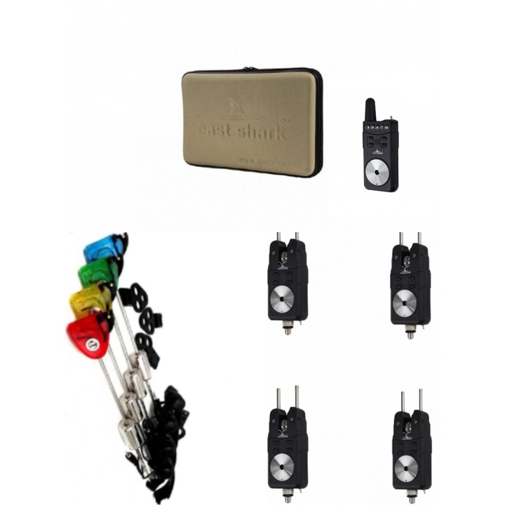 Eastshark 4Karp kapásjelző készlet, 1 db SP01 állomás, 4 db MK2 lengőkar