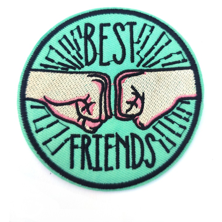 Petic textil / patch brodat Cei mai buni prieteni / Bff 7.8 cm