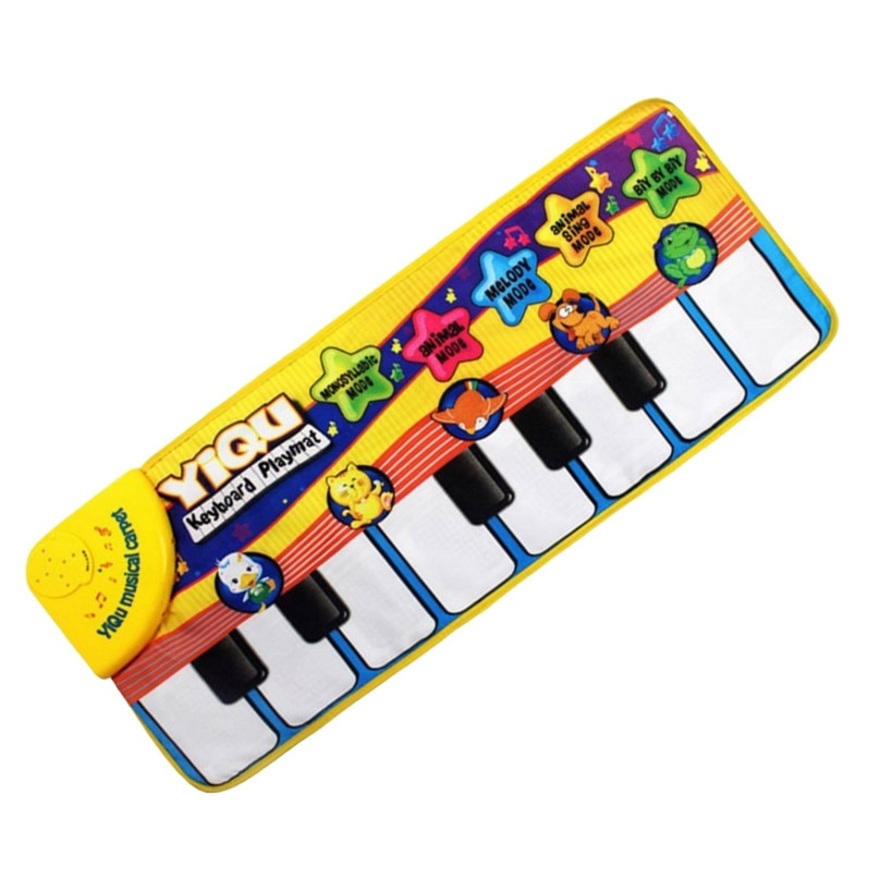 Covor muzical pian cu 10 taste, 8 instrumente si 10 melodii programate, 110x36 cm, multicolor - LT3906