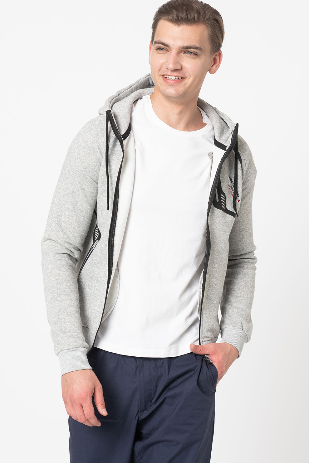 Canadian Peak, Hanorac cu fermoar si buzunare exterioare Factory, Gri