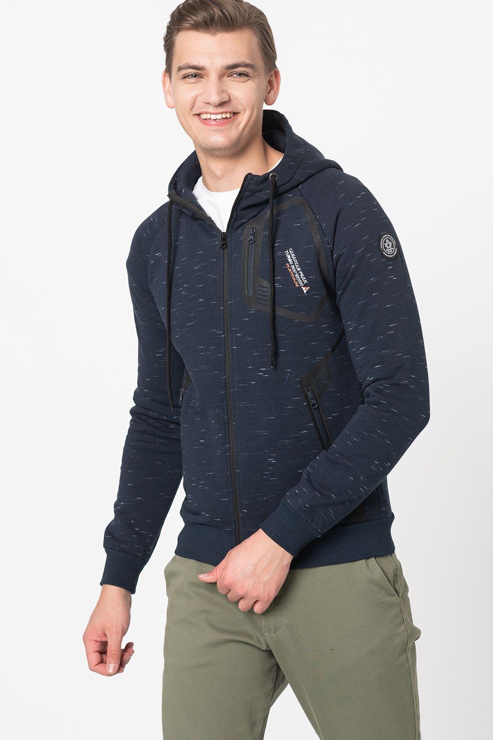 Canadian Peak, Hanorac cu fermoar si buzunare exterioare Factory, Albastru