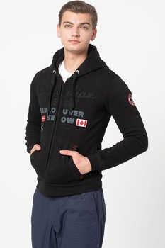 Canadian Peak, Hanorac cu fermoar si logo brodat Funio, Negru Canadian Peak, Hanorac cu fermoar si logo brodat Funio, Negru