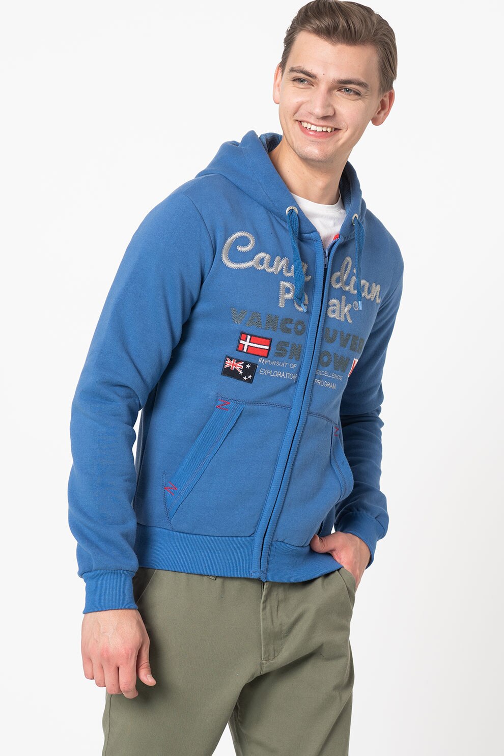 Canadian Peak, Hanorac cu fermoar si logo brodat Funio, Albastru