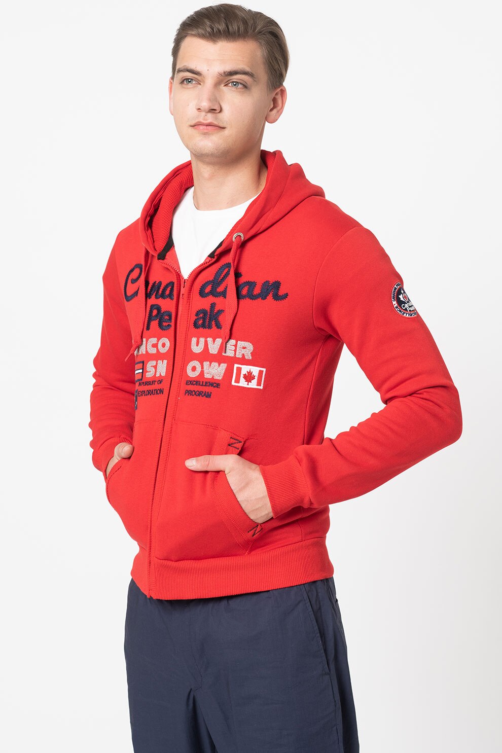 Canadian Peak, Hanorac cu fermoar si logo brodat Funio, Rosu