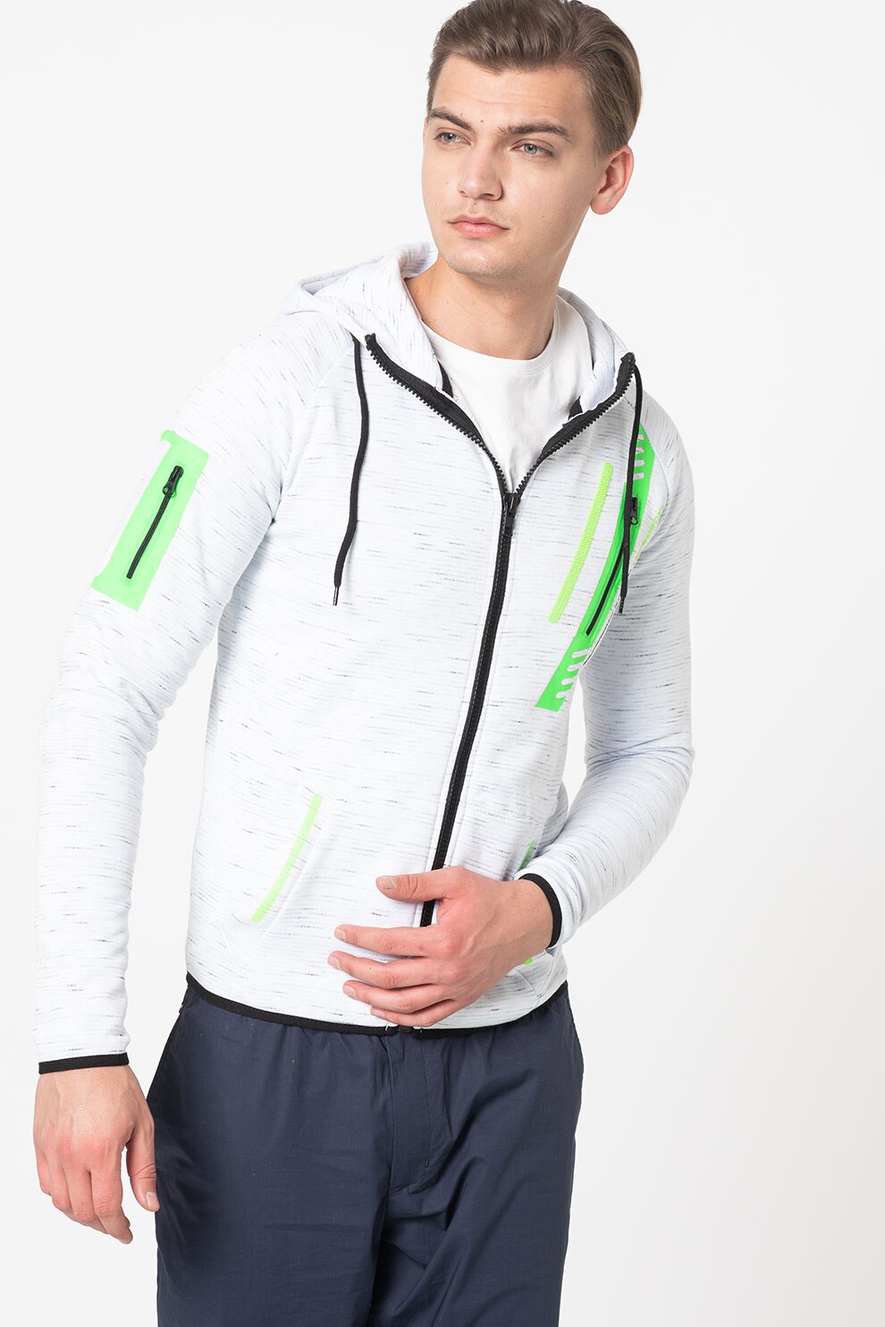 Canadian Peak, Hanorac cu fermoar si accente contrastante Gunter, Alb