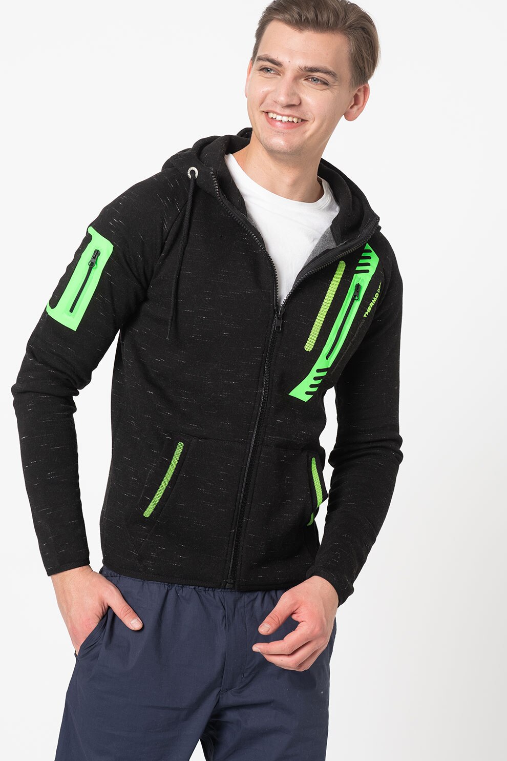 Canadian Peak, Hanorac cu fermoar si accente contrastante Gunter, Negru