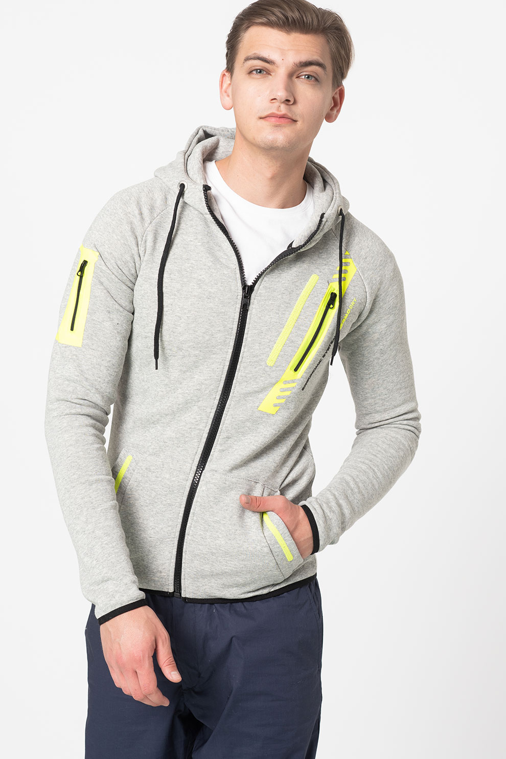 Canadian Peak, Hanorac cu fermoar si accente contrastante Gunter, Gri