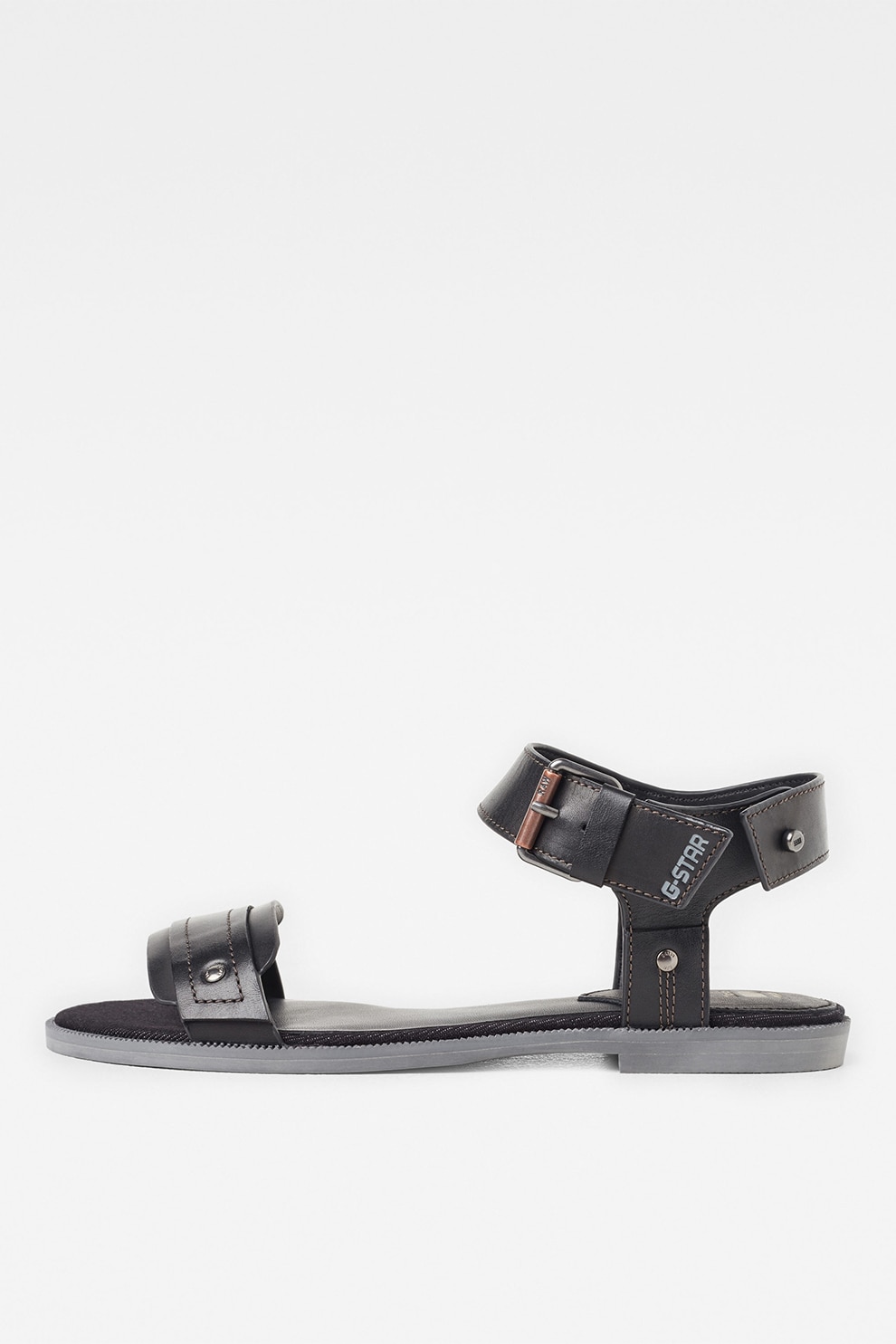 G-Star RAW, Sandale de piele cu logo, Negru, 37