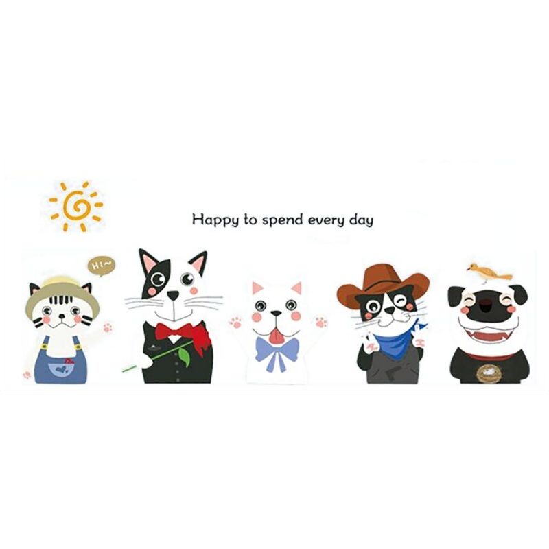 Sticker autocolant de perete, cu mesaj si animalute, dimensiune 90x60cm, multicolor