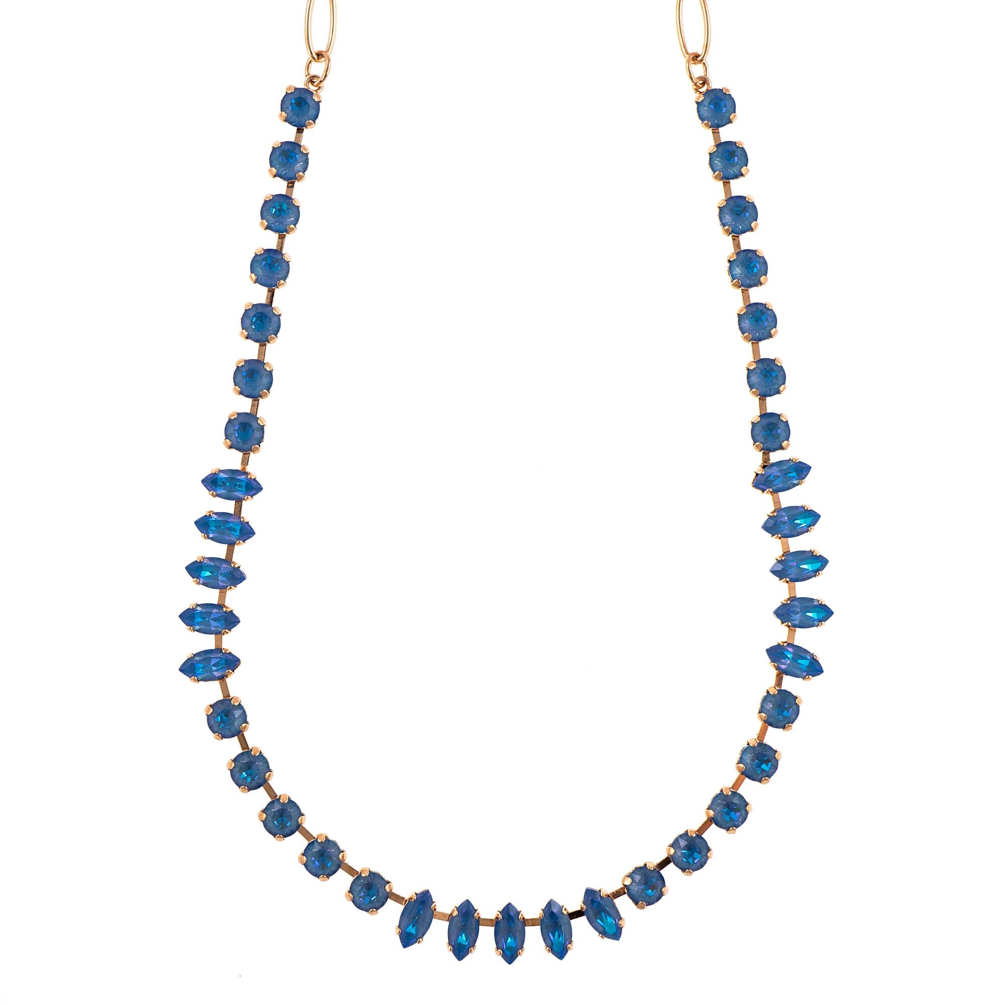 Colier placat cu Aur roz de 24K, Cristale, Ocean DeLite by Roxannes - Mariana Jewellery, Albastru 3633-143143RG