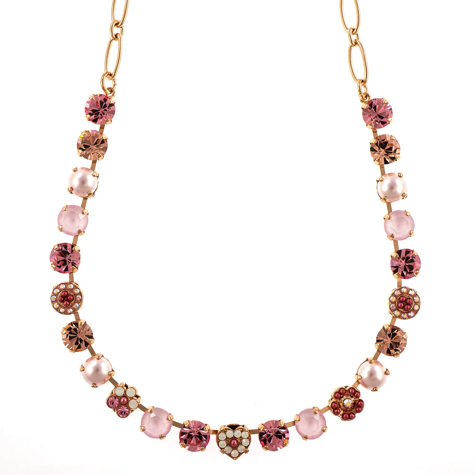 Colier placat cu Aur roz de 24K, Cristale, Antigua by Roxannes - Mariana Jewellery, Roz 3069-223-1RG