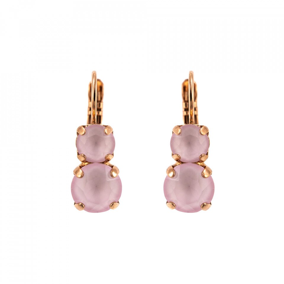 Cercei placati cu Aur roz de 24K, Cristale Swarovski, Powder Rose by Roxannes - Mariana Jewellery, Roz 1191-121121RG6