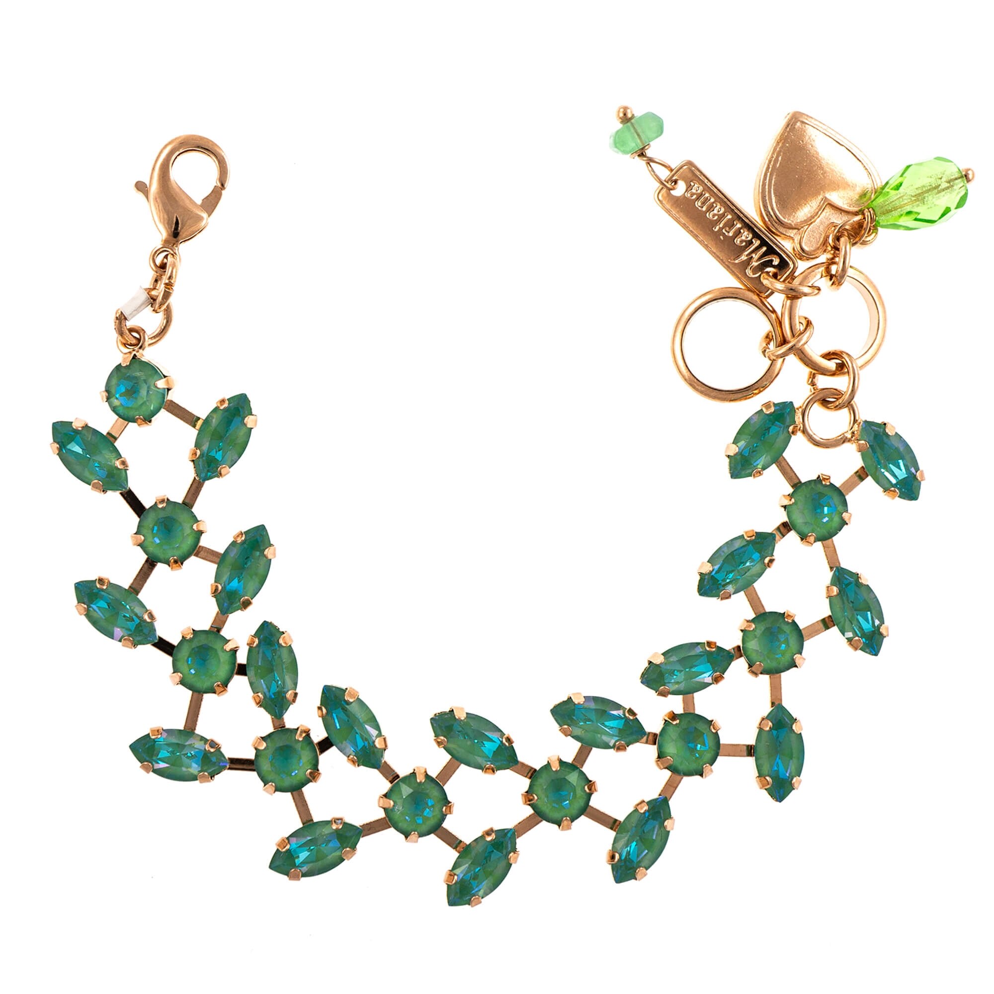 Bratara placata cu Aur roz de 24K, Cristale, Silky Sage DeLite by Roxannes - Mariana Jewellery, Verde 4105-169169RG