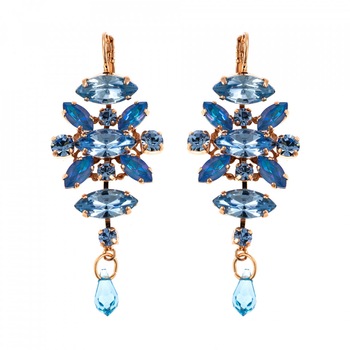 Cercei placati cu Aur roz de 24K, Cristale Swarovski, Ocean DeLite by Roxannes - Mariana Jewellery, Albastru 1106/1-143211RG6 Cercei placati cu Aur roz de 24K, Cristale Swarovski, Ocean DeLite by Roxannes - Mariana Jewellery, Albastru 1106/1-143211RG6