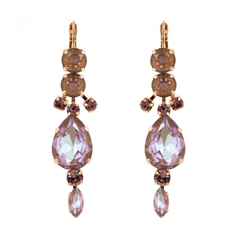 Cercei placati cu Aur roz de 24K, Cristale Swarovski, Cappuccino DeLite by Roxannes - Mariana Jewellery, Multicolor 1068/4-148212RG6