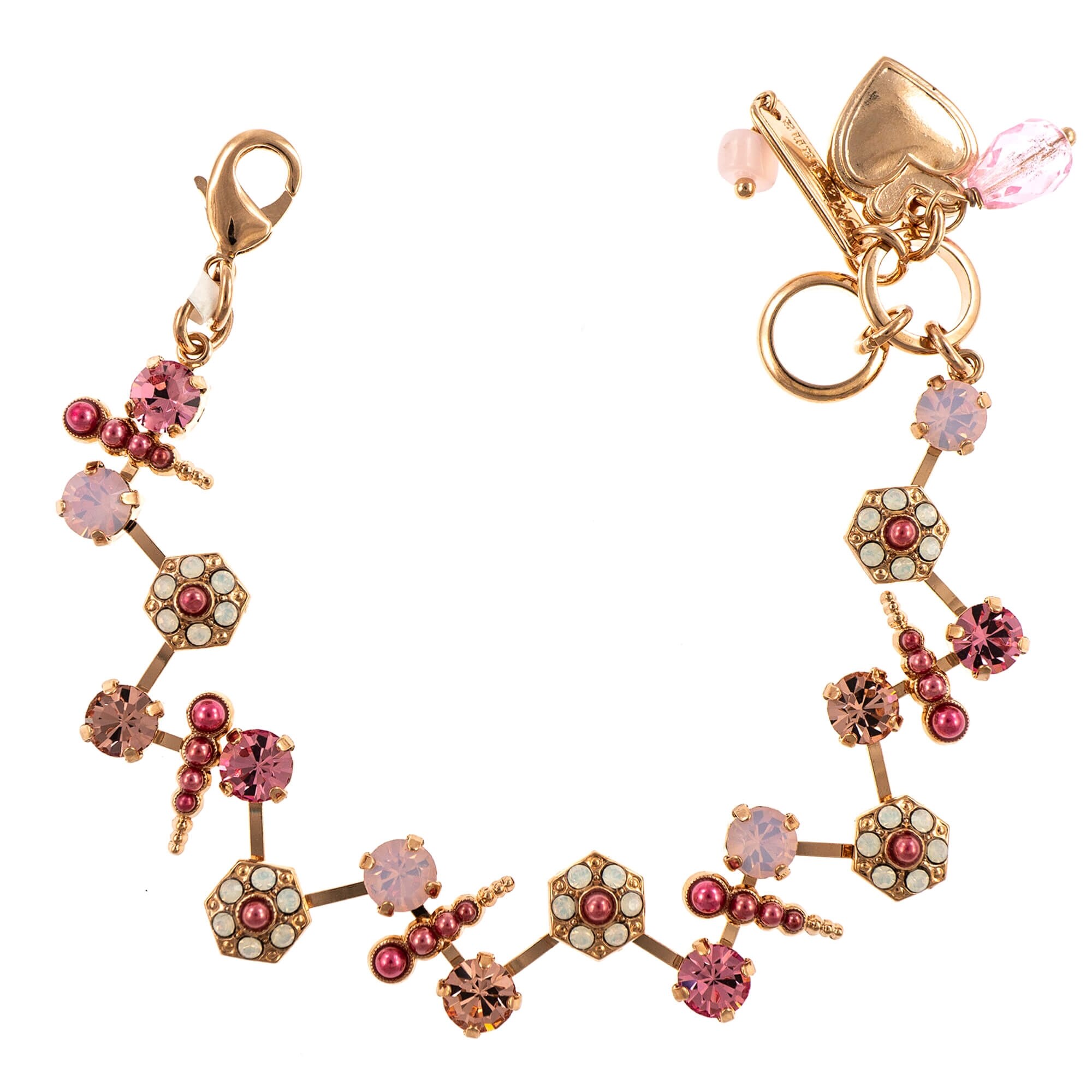 Bratara placata cu Aur roz de 24K, Cristale, Antigua by Roxannes - Mariana Jewellery, Roz 4420-223-1RG