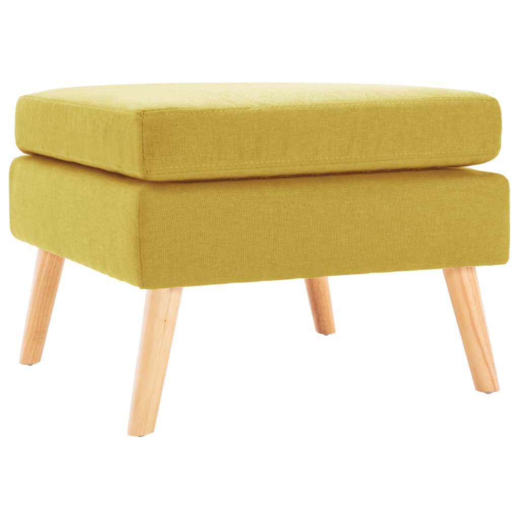 Taburet, vidaXL, Textil/Lemn masiv de pin, 54 x 54 x 43,5 cm, Galben