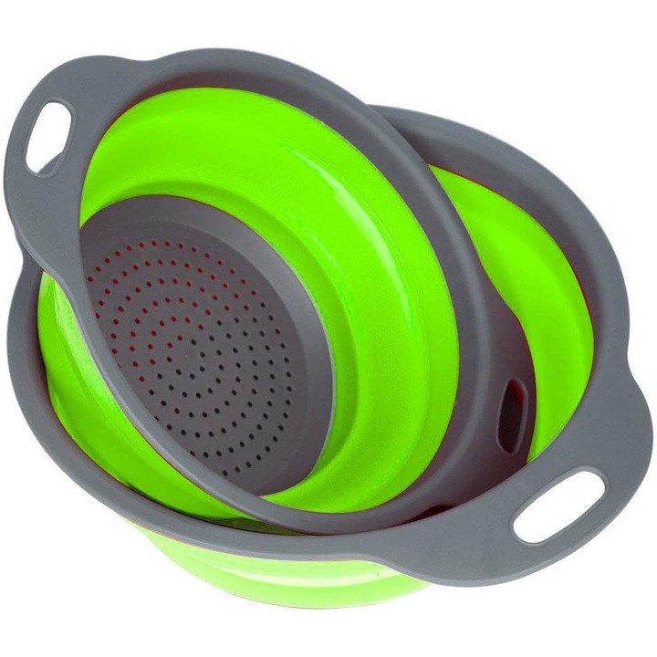 Set 2 strecuratori rotunde din silicon , pliabile , diametru 24 cm si 19.5 cm