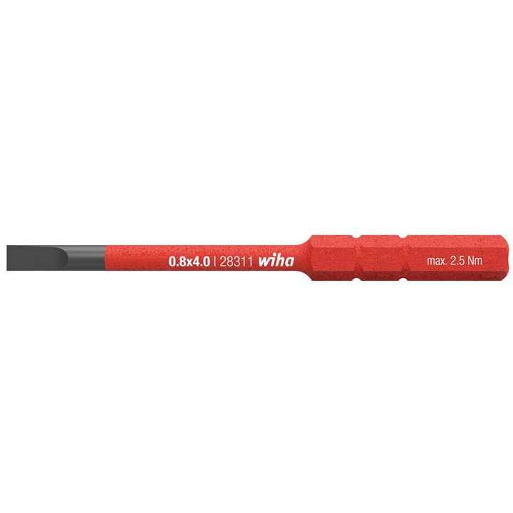 Bit izolat la 1000 V, WIHA, 75 mm, cuplu maxim: 1.4 Nm, varf drept: 3.5 x 0.6 mm