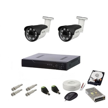 Sistem de supraveghere exterior complet, 5MP, 2 camere IR 40 m Sistem de supraveghere exterior complet, 5MP, 2 camere IR 40 m