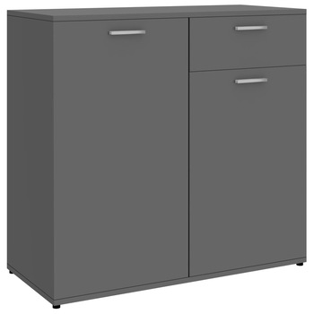 Comoda cu 2 usi si 1 sertar, vidaXL, PAL extralucios, 80 x 36 x 75 cm, Gri Comoda cu 2 usi si 1 sertar, vidaXL, PAL extralucios, 80 x 36 x 75 cm, Gri