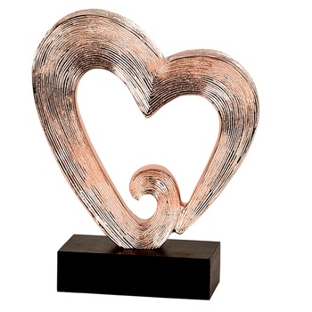 Decoratiune in forma de inima, culoare Cupru, pe un piedestal din lemn, 26 cm Decoratiune in forma de inima, culoare Cupru, pe un piedestal din lemn, 26 cm