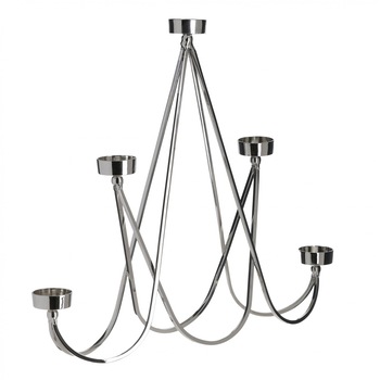 Suport pentru 5 lumanari, din aluminiu, Argintiu, 37Χ8Χ37 cm Suport pentru 5 lumanari, din aluminiu, Argintiu, 37Χ8Χ37 cm