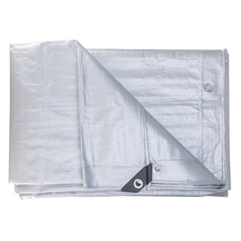 Prelata cu inele Evotools 678822, impermeabila, protectie UV, lungime 4m, latime 3m, greutate 150g/mp, culoare argintiu Prelata cu inele Evotools 678822, impermeabila, protectie UV, lungime 4m, latime 3m, greutate 150g/mp, culoare argintiu