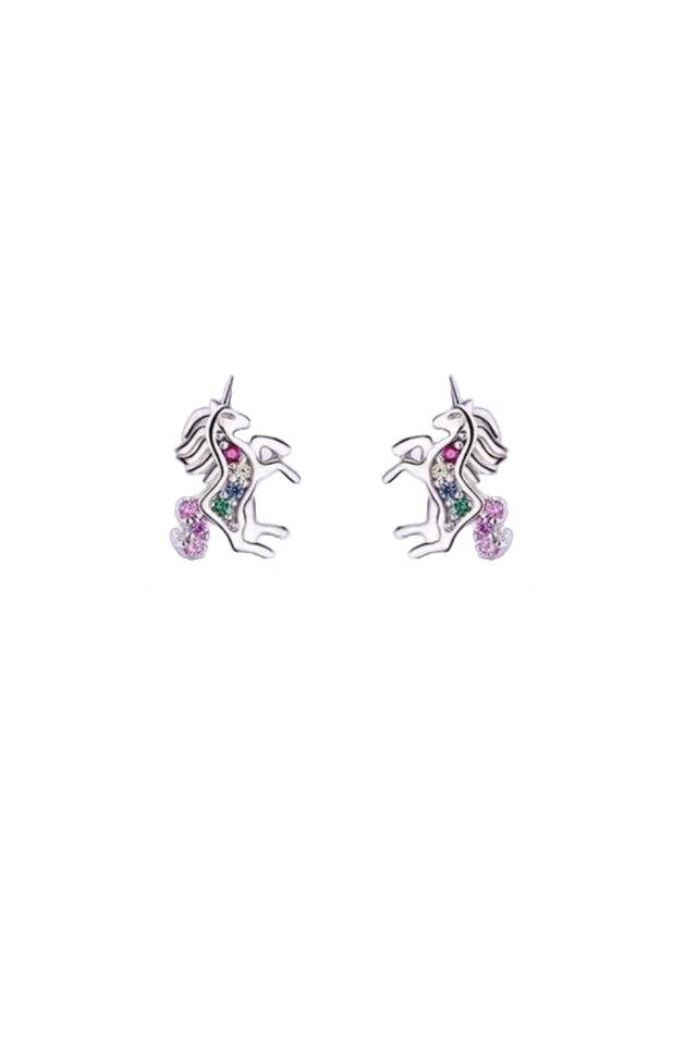 Cercei din argint 925 Unicorn cu cheita din argint, ideali cadou, aniversare, sarbatori, martisor