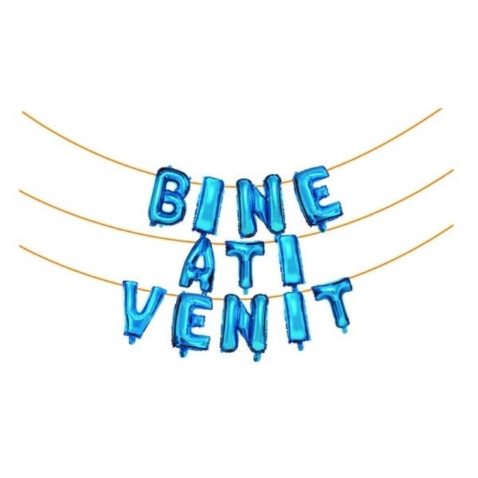 Set baloane Bine ati venit albastru 45 cm , 6m