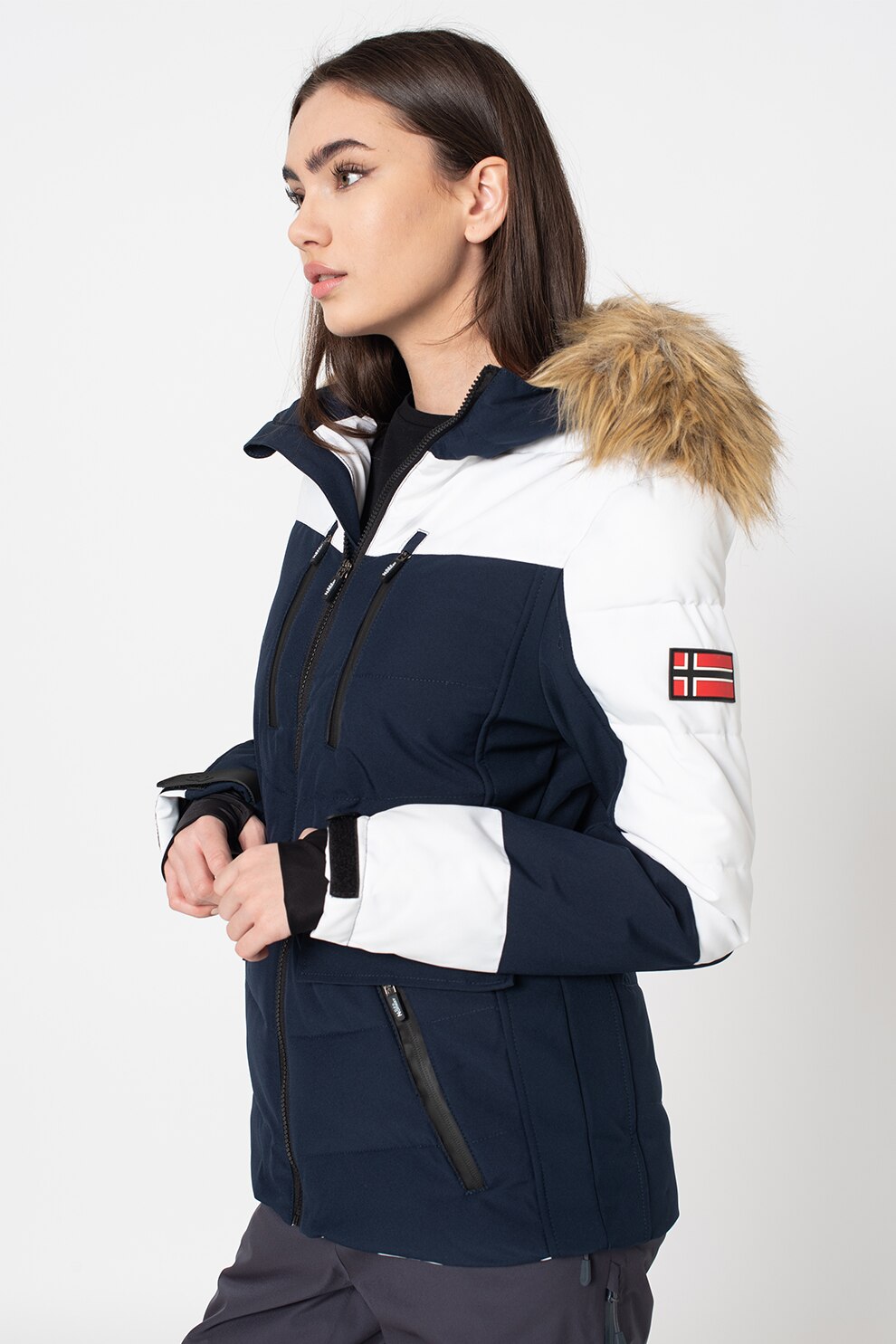 Geographical Norway, Geaca cu o curea Aquarelle, Bleumarin/Alb